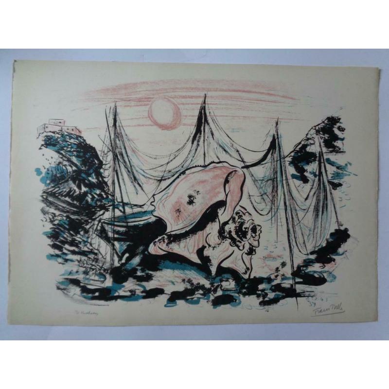 litho / gemengde techniek Frans Dille De Kinkhoorn uit 1957