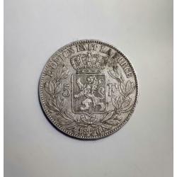 5 Francs 1876 Belgique Léopold II - Argent