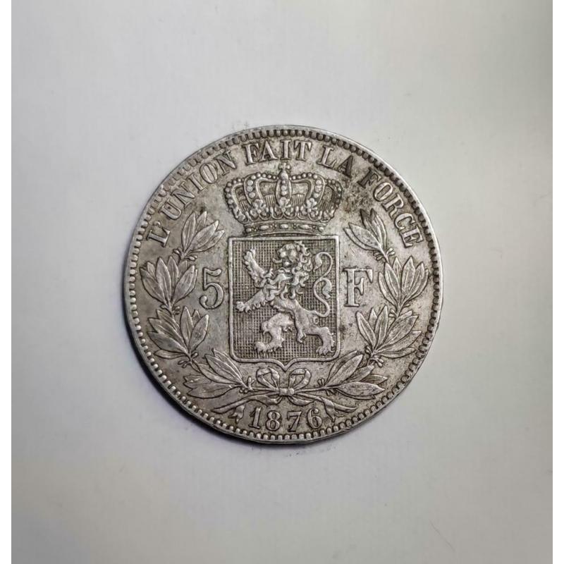 5 Francs 1876 Belgique Léopold II - Argent