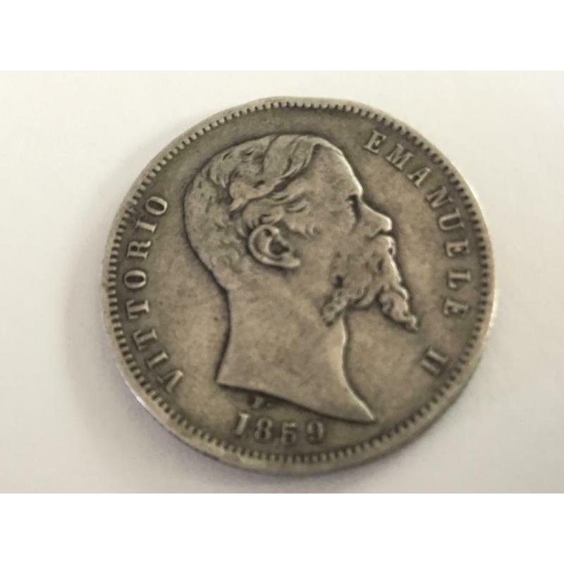 1 lira 1859 zilver Bologna